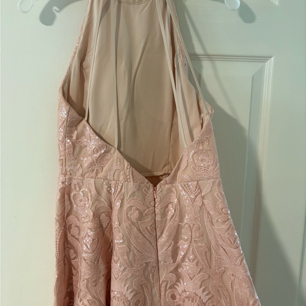 Minuet Petite Pink Lace Prom Dress - Picture 2 of 2